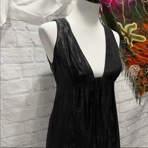 Laila Black Metallic low cut dress size 6